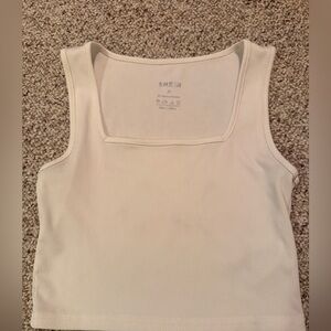 SHEIN Cream Ribbed Tank Top